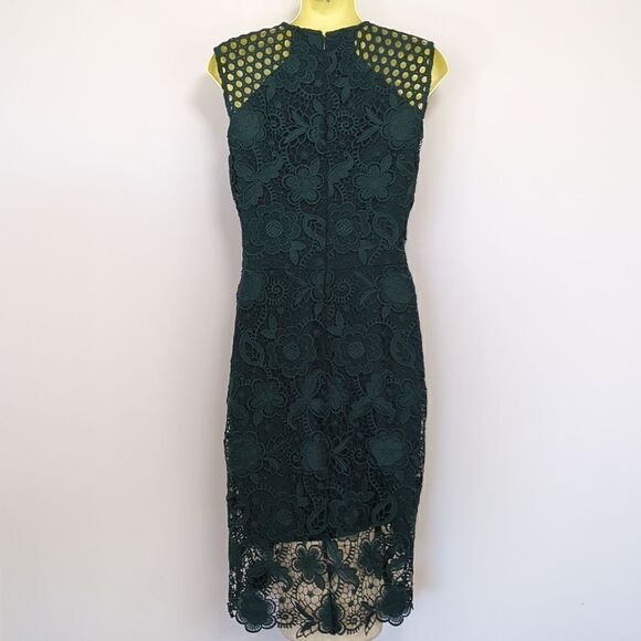 Vera Wang Dress Green Lace Overlay Nwot Sz 4 - Picture 7 of 8